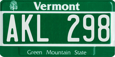 VT license plate AKL298