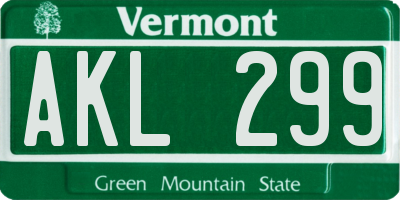 VT license plate AKL299