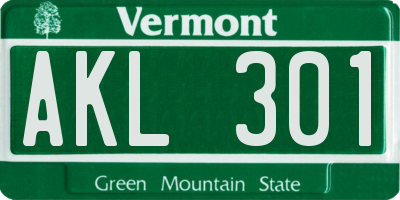 VT license plate AKL301