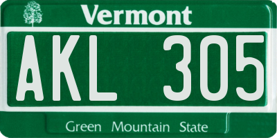 VT license plate AKL305