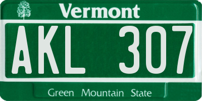 VT license plate AKL307