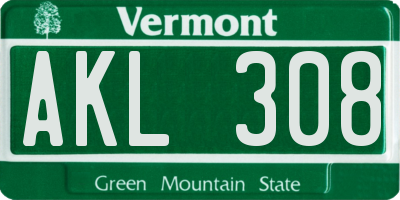 VT license plate AKL308