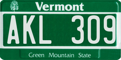 VT license plate AKL309