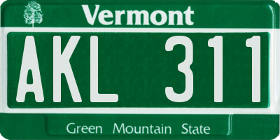 VT license plate AKL311