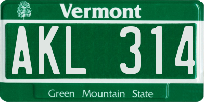 VT license plate AKL314