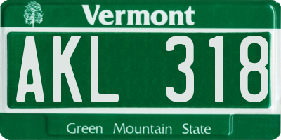 VT license plate AKL318