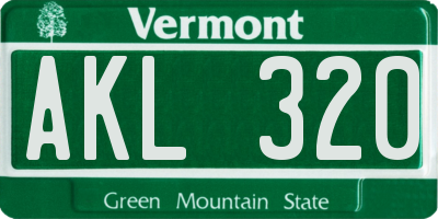 VT license plate AKL320