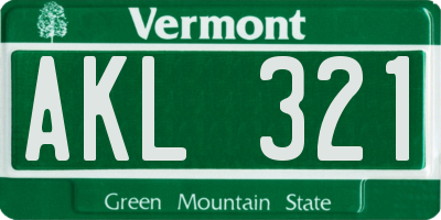 VT license plate AKL321