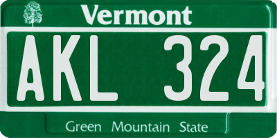 VT license plate AKL324