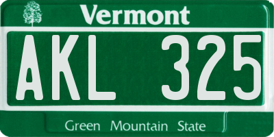 VT license plate AKL325
