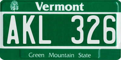 VT license plate AKL326