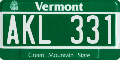 VT license plate AKL331