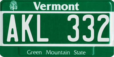 VT license plate AKL332