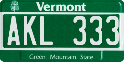 VT license plate AKL333