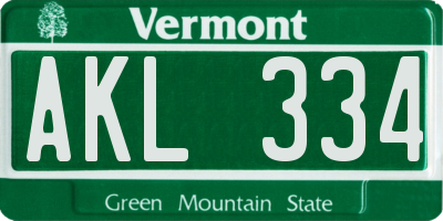 VT license plate AKL334