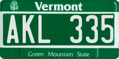 VT license plate AKL335