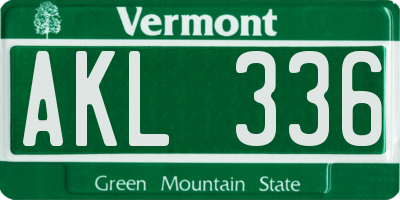 VT license plate AKL336