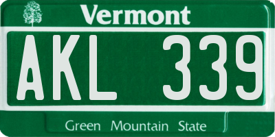 VT license plate AKL339