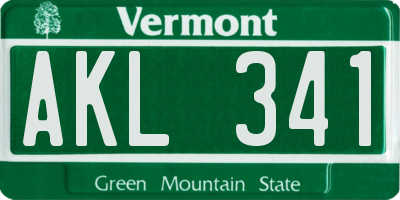 VT license plate AKL341