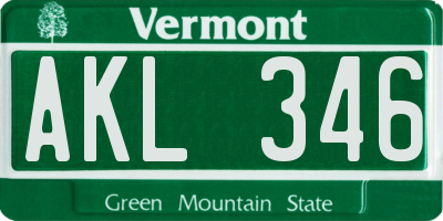 VT license plate AKL346