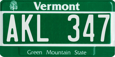 VT license plate AKL347