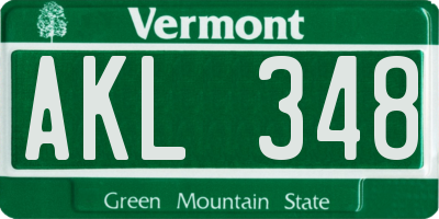 VT license plate AKL348