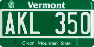 VT license plate AKL350