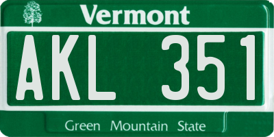 VT license plate AKL351