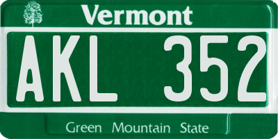 VT license plate AKL352