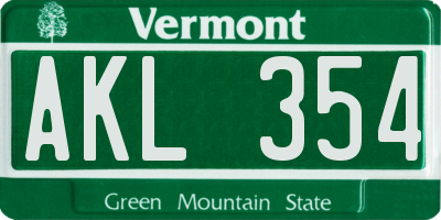 VT license plate AKL354