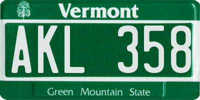 VT license plate AKL358