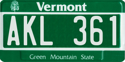 VT license plate AKL361