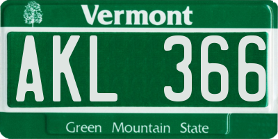 VT license plate AKL366