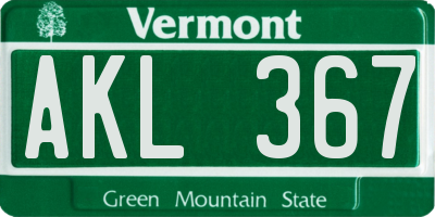 VT license plate AKL367