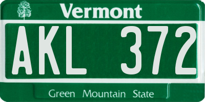 VT license plate AKL372