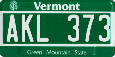 VT license plate AKL373