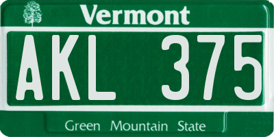 VT license plate AKL375