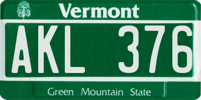VT license plate AKL376