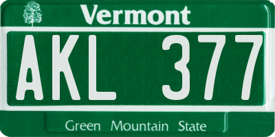 VT license plate AKL377
