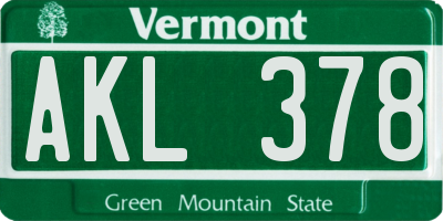 VT license plate AKL378