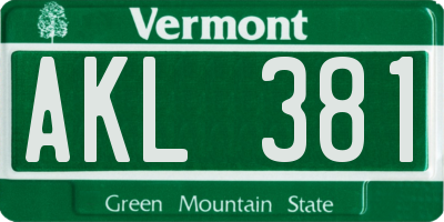 VT license plate AKL381