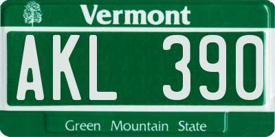 VT license plate AKL390