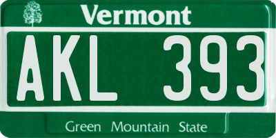 VT license plate AKL393