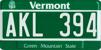 VT license plate AKL394