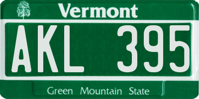 VT license plate AKL395