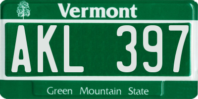 VT license plate AKL397
