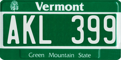 VT license plate AKL399