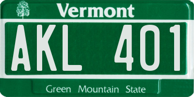 VT license plate AKL401