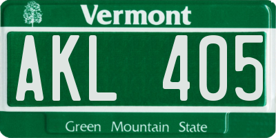 VT license plate AKL405