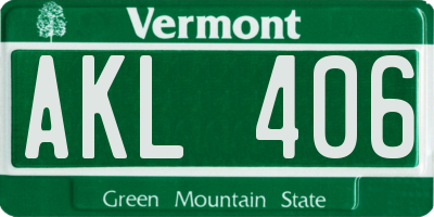 VT license plate AKL406